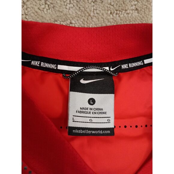 Nike Running Vest Womens Large Red 800 Aeroloft Goose Down Back Zipper Pocket - Picture 8 of 11